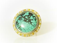 Load image into Gallery viewer, Turquoise and Sapphire Ring in Sterling Silver