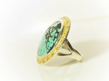 Load image into Gallery viewer, Turquoise and Sapphire Ring in Sterling Silver