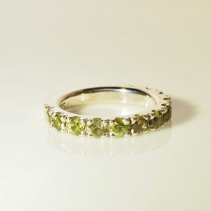 Green Sapphire Ring in Sterling Silver