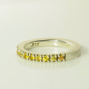 Yellow Sapphire Pave Ring in Sterling Silver