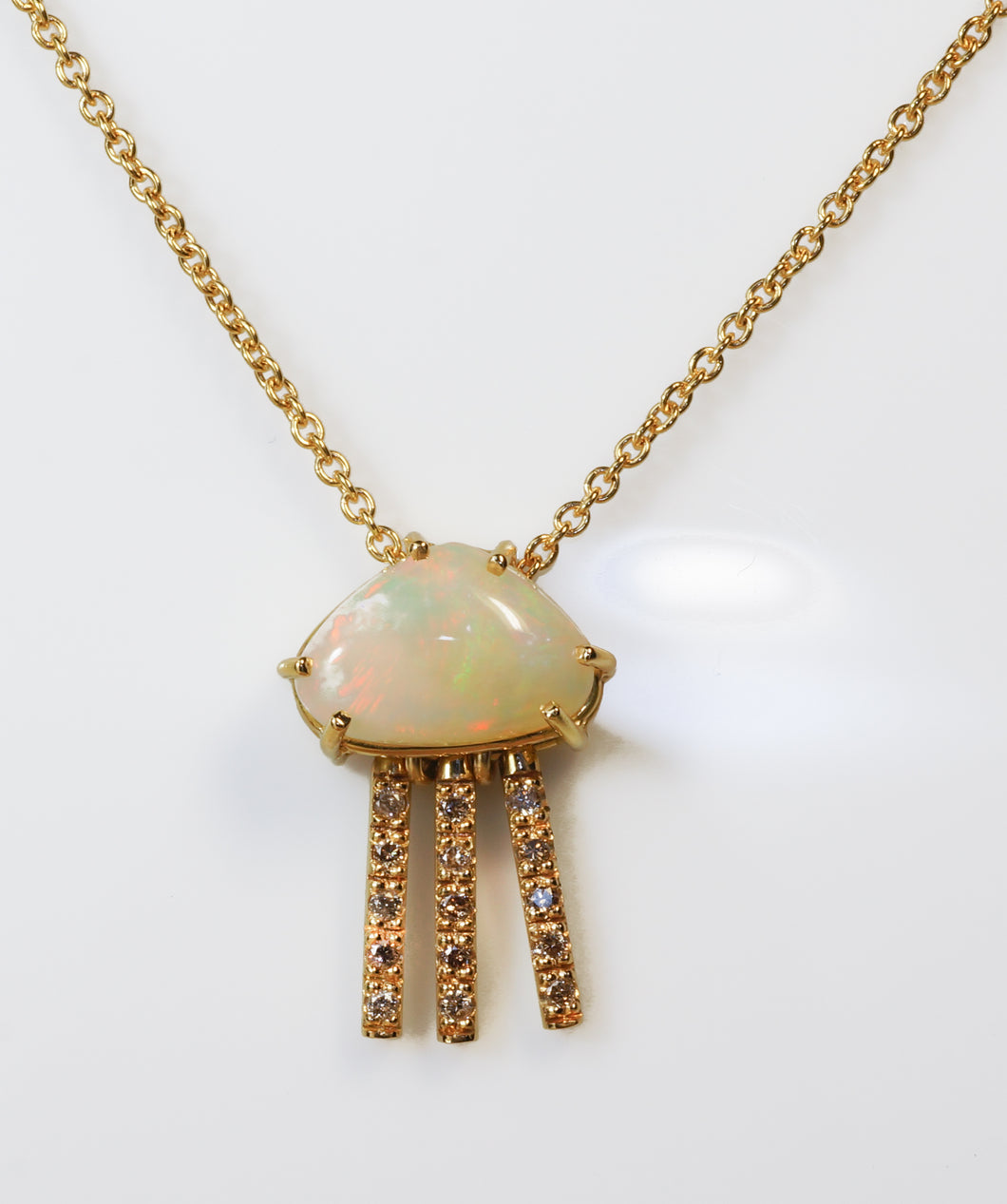 Jellyfish Opal and Diamond 18K Gold Pendant