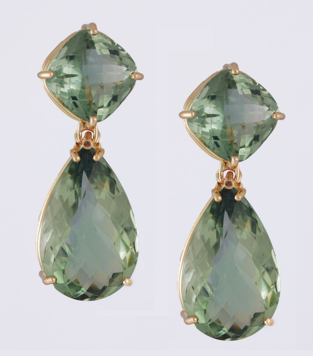 Green Quartz Earrings in 18k gold